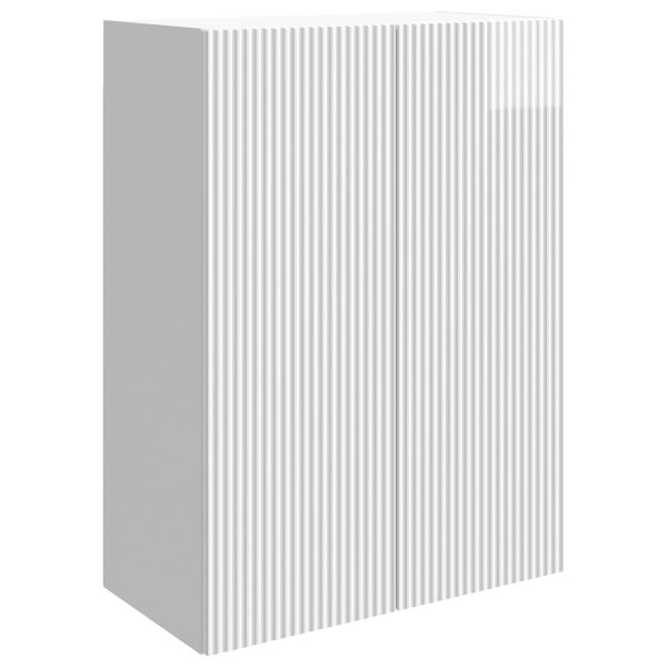 Стенно шкафче Бял гланц 66 x 34,5 x 90 см Инженерна дървесина