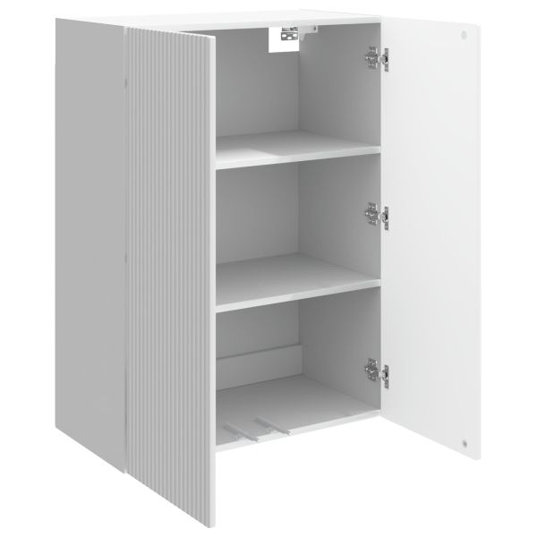 Стенно шкафче Бял гланц 66 x 34,5 x 90 см Инженерна дървесина