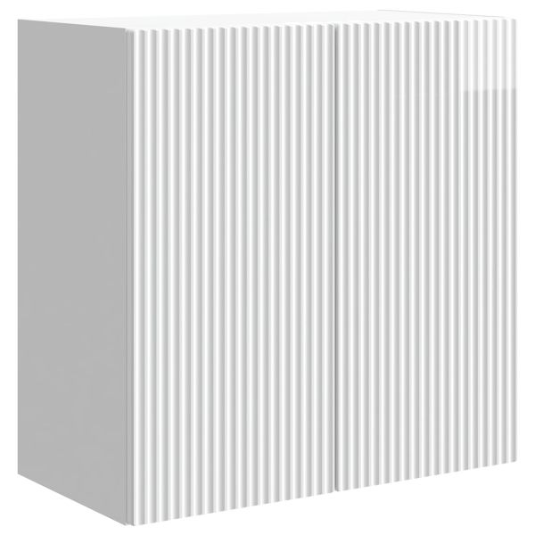 Стенно шкафче Бял гланц 59 x 31 x 60 см Инженерна дървесина