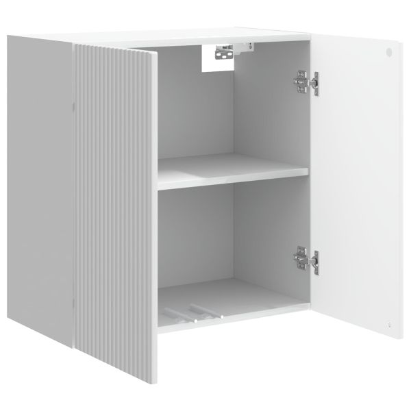 Стенно шкафче Бял гланц 59 x 31 x 60 см Инженерна дървесина