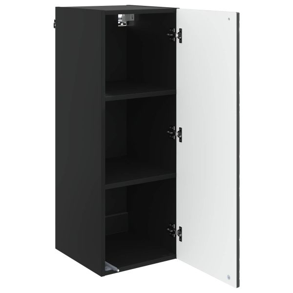 Стенно шкафче Черно 33 x 34,5 x 90 см Инженерна дървесина