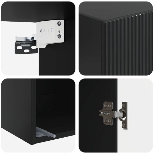 Стенно шкафче Черно 33 x 34,5 x 90 см Инженерна дървесина