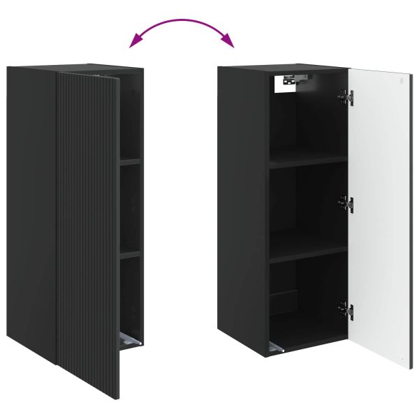 Стенно шкафче Черно 33 x 34,5 x 90 см Инженерна дървесина