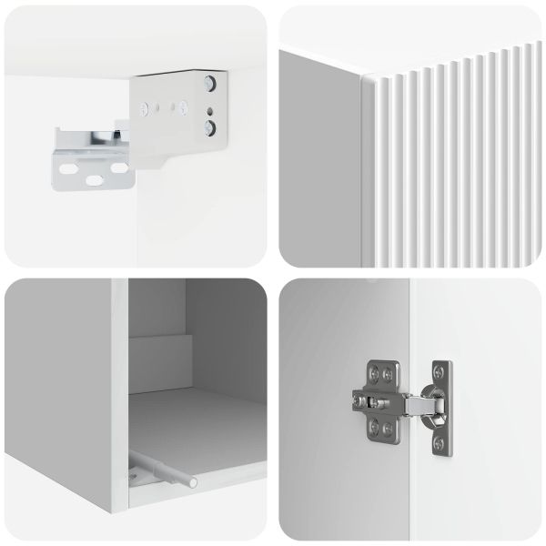 Стенно шкафче Бял гланц 33 x 34,5 x 90 см Инженерна дървесина