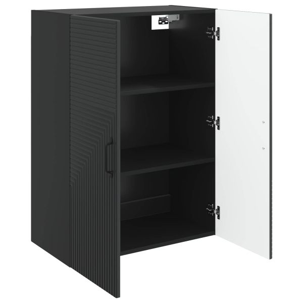 Стенно шкафче Черно 66 x 34,5 x 90 см Инженерна дървесина