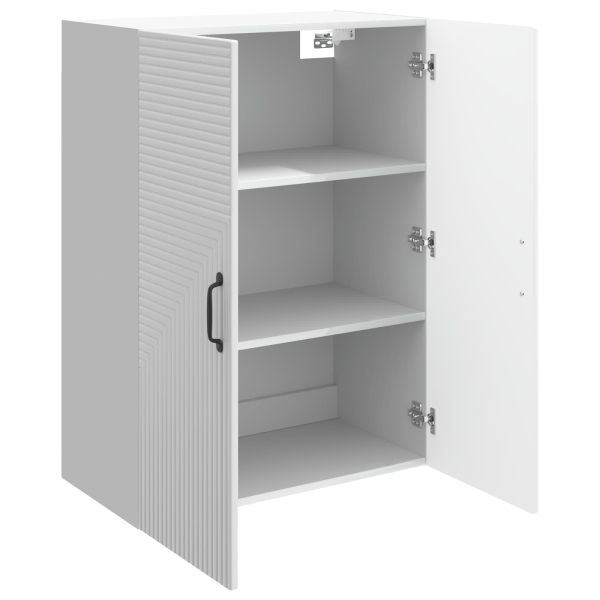 Стенно шкафче Бял гланц 66 x 34,5 x 90 см Инженерна дървесина