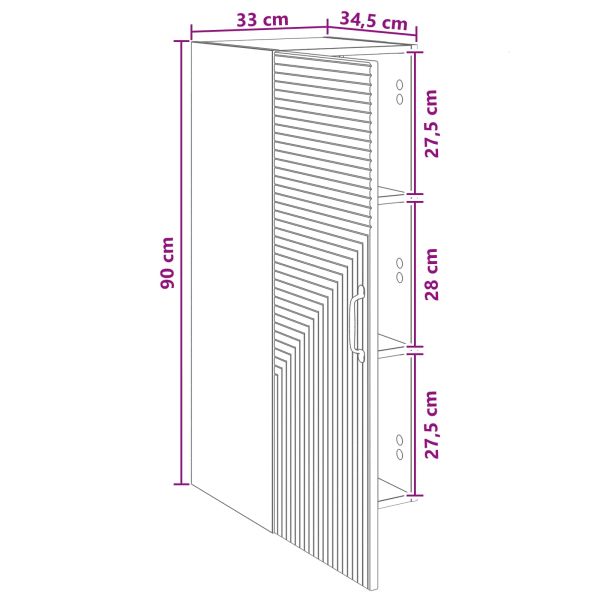 Стенно шкафче Бетонно сиво 33 x 34,5 x 90 см