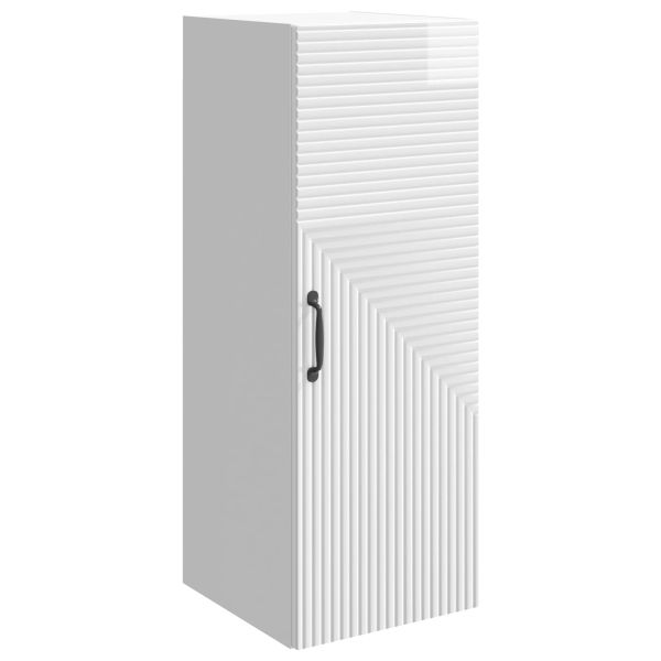 Стенно шкафче Бял гланц 33 x 34,5 x 90 см Инженерна дървесина