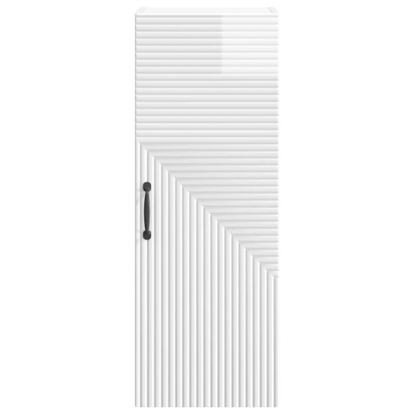 Стенно шкафче Бял гланц 33 x 34,5 x 90 см Инженерна дървесина