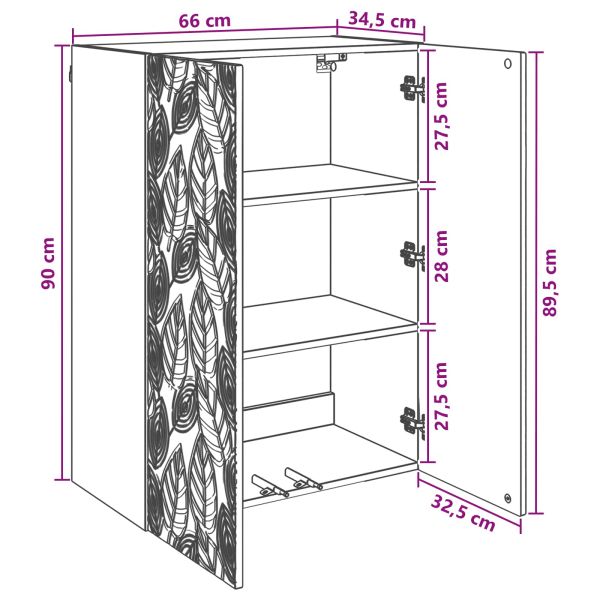 Стенно шкафче Бетонно сиво 66 x 34,5 x 90 см