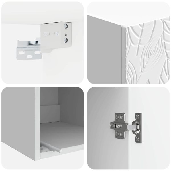 Стенно шкафче Бял гланц 33 x 34,5 x 90 см Инженерна дървесина