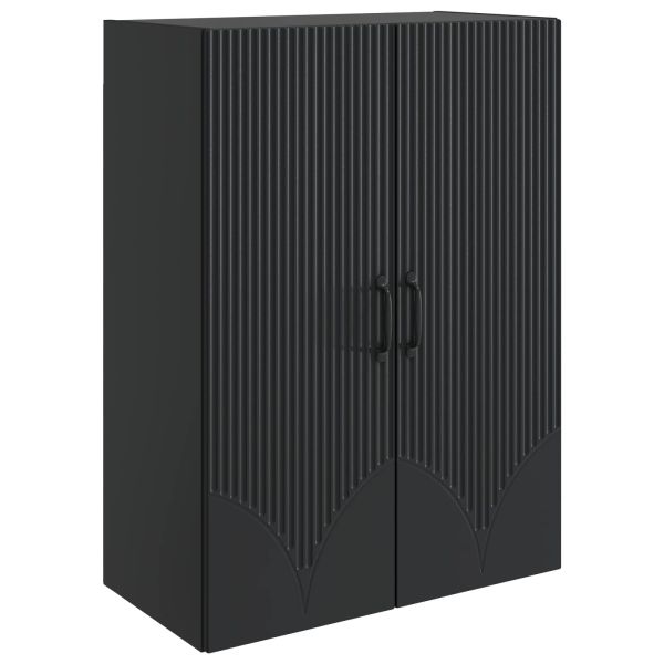 Стенно шкафче Черно 66 x 34,5 x 90 см Инженерна дървесина