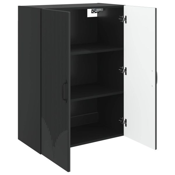 Стенно шкафче Черно 66 x 34,5 x 90 см Инженерна дървесина