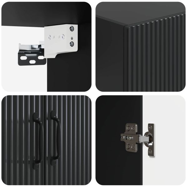 Стенно шкафче Черно 66 x 34,5 x 90 см Инженерна дървесина