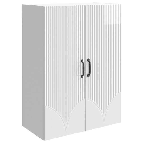 Стенно шкафче Бял гланц 66 x 34,5 x 90 см Инженерна дървесина