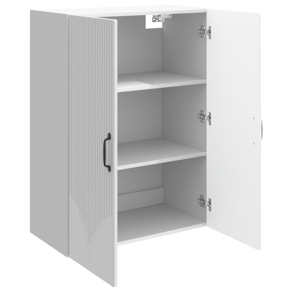 Стенно шкафче Бял гланц 66 x 34,5 x 90 см Инженерна дървесина