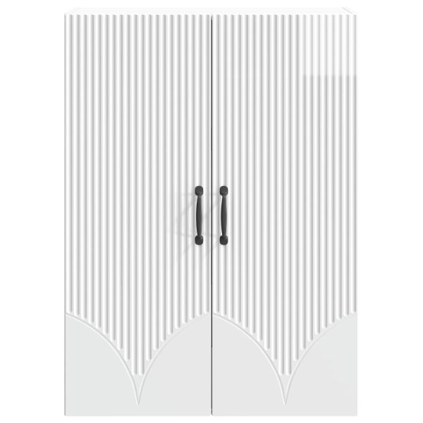 Стенно шкафче Бял гланц 66 x 34,5 x 90 см Инженерна дървесина