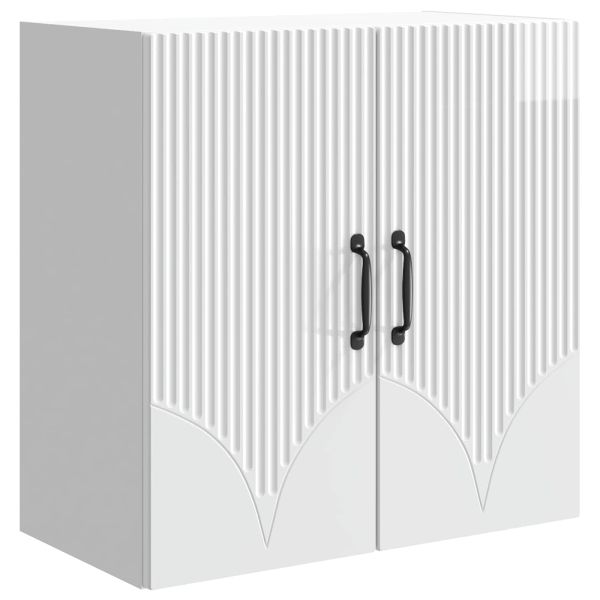 Стенно шкафче Бял гланц 59 x 31 x 60 см Инженерна дървесина