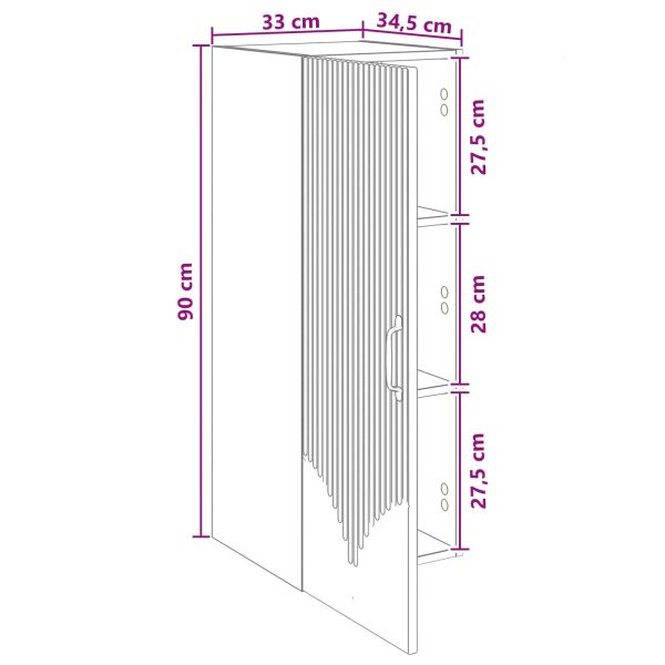 Стенно шкафче Бетонно сиво 33 x 34,5 x 90 см