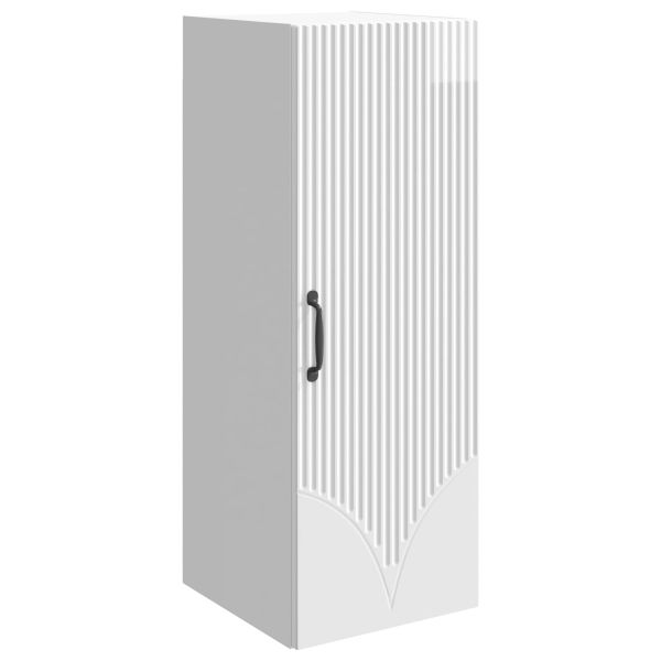 Стенно шкафче Бял гланц 33 x 34,5 x 90 см Инженерна дървесина