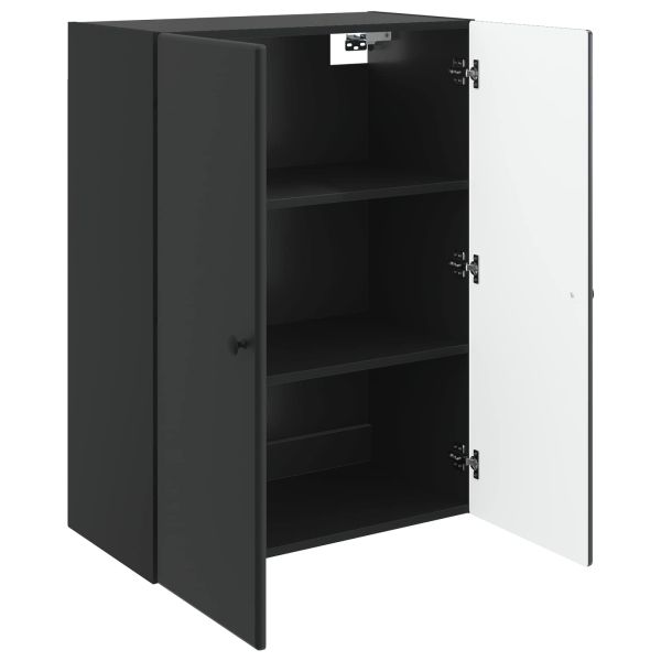Стенно шкафче Черно 66 x 34,5 x 90 см Инженерна дървесина