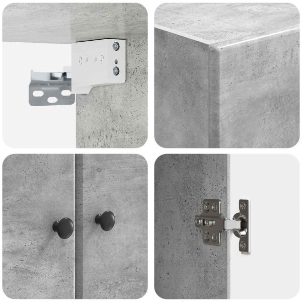 Стенно шкафче Бетонно сиво 66 x 34,5 x 90 см