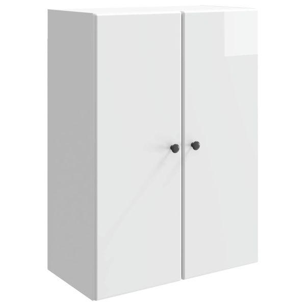 Стенно шкафче Бял гланц 66 x 34,5 x 90 см Инженерна дървесина