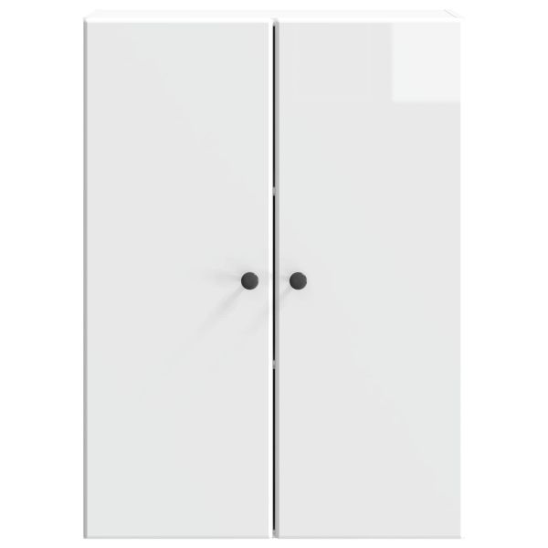 Стенно шкафче Бял гланц 66 x 34,5 x 90 см Инженерна дървесина