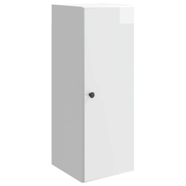 Стенно шкафче Бял гланц 33 x 34,5 x 90 см Инженерна дървесина