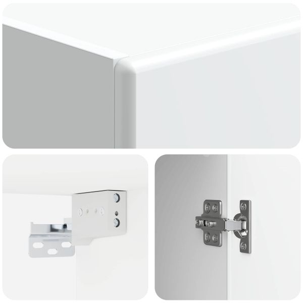 Стенно шкафче Бял гланц 33 x 34,5 x 90 см Инженерна дървесина