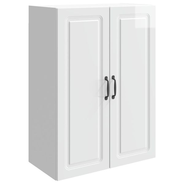 Стенно шкафче Бял гланц 66 x 34,5 x 90 см Инженерна дървесина