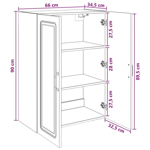 Стенно шкафче Опушен дъб 66 x 34,5 x 90 см Инженерна дървесина