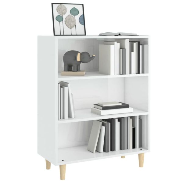 Сайдборд, бял гланц, 69,5x32,5x90 см, инженерно дърво