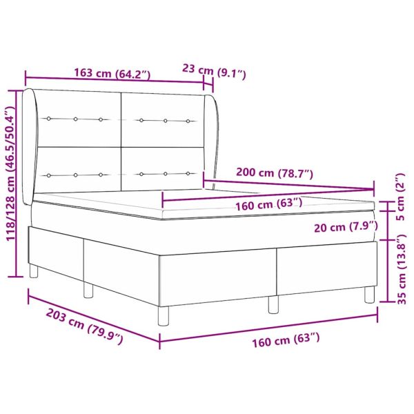 Легло с пружинирана основа с матрак Таупе 160 x 200 cm текстил