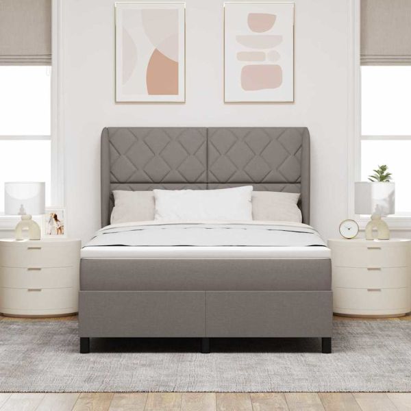 Легло с пружинирана основа с матрак Таупе 160 x 200 cm текстил