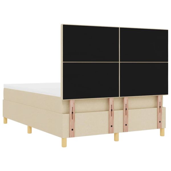 LED кутия за пружини с легло с матрак Крем 140 x 190 cm текстил