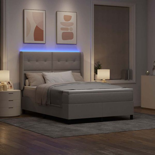 LED кутия за пружини с легло Таупе 160 x 200 cm текстил