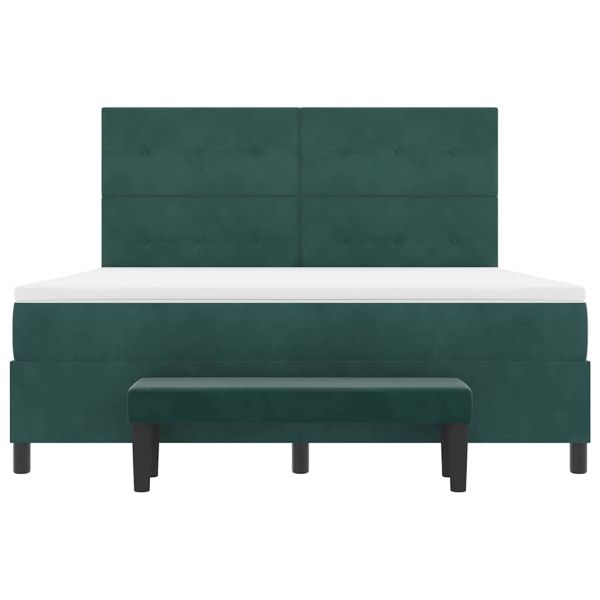 Легло с пружинирана основа Тъмнозелено 200 x 180 cm Кадифе