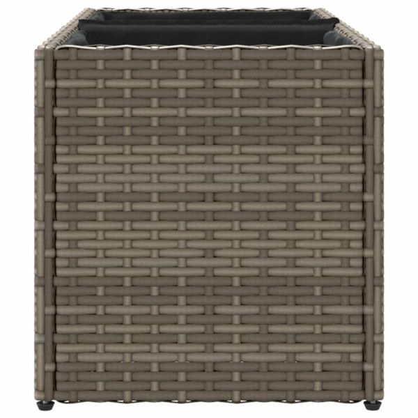 Градински плантер с 2 саксии, сив, 72x30x32 см, полиратан