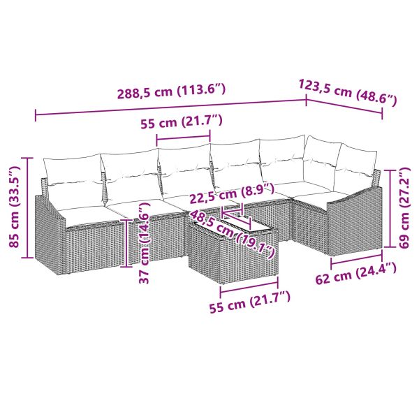 Комплект дивани с възглавница 7 pcs Черно полиратан