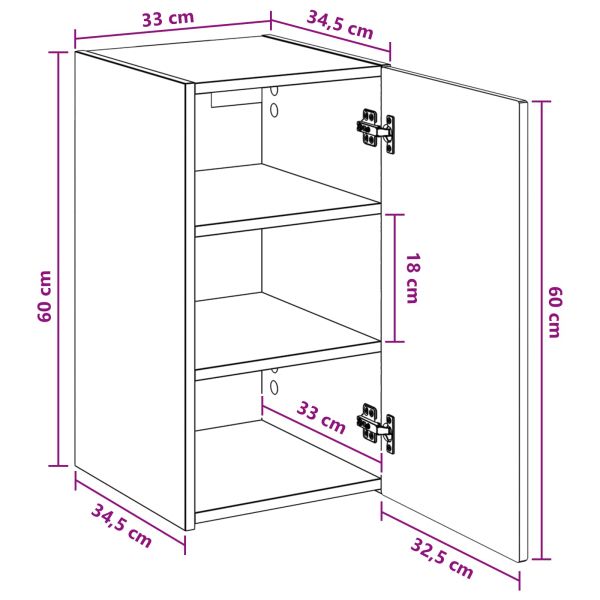 Стенно Баня Кабинет Старо дърво 33 x 34,5 x 60 см