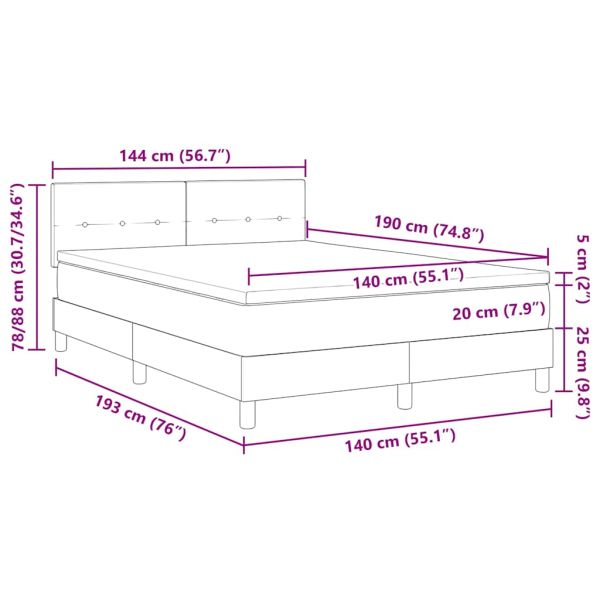 Легло с пружинирана основа с таблото Черно 140 x 190 cm текстил
