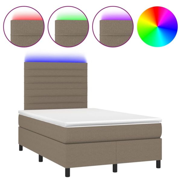 Боксспринг легло с матрак и LED, таупе, 120x200 см, плат