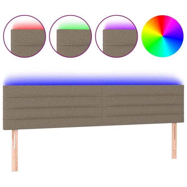 LED горна табла за легло, таупе, 200x5x78/88 см, плат