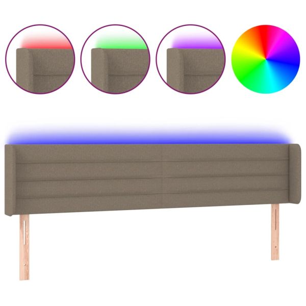 LED горна табла за легло, таупе, 203x16x78/88 см, плат