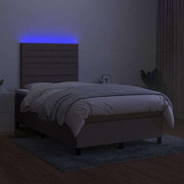 Боксспринг легло с матрак и LED, таупе, 120x190 см, плат