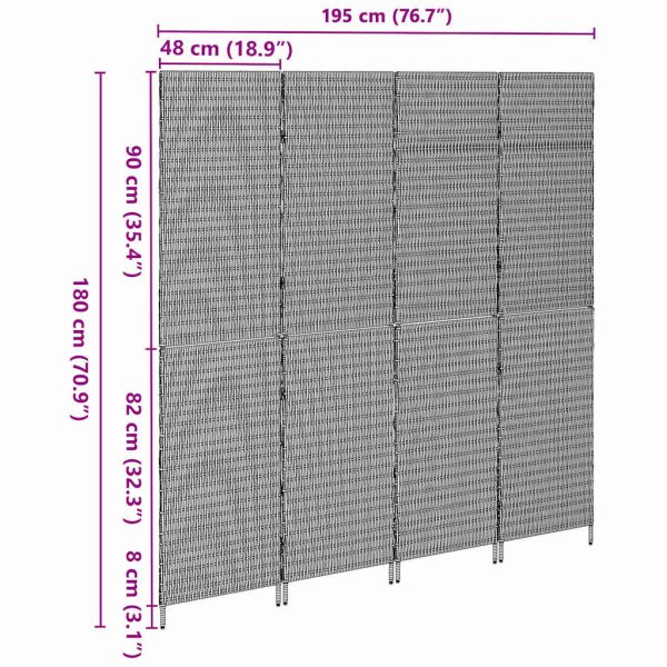 Разделител за стая Бежово 195 x 180 см полиратан