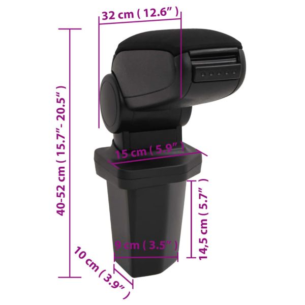 Подлакътник за кола черен 15x32x(40-52) см ABS