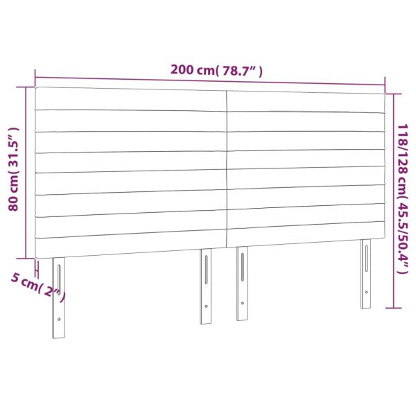 LED горна табла за легло, таупе, 200x5x118/128 см, плат