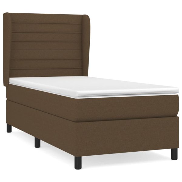 Боксспринг легло с матрак, тъмнокафяво, 100x200 см, плат